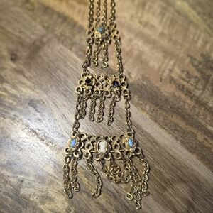 Vintage Florenza Festoon Fringe Cameo Necklace - 1970s